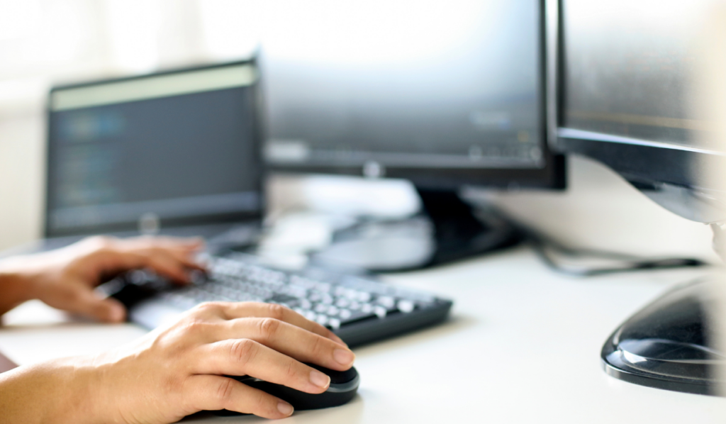 an employee working on an IT secured computer